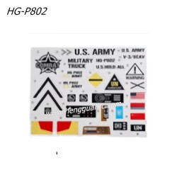 Hengguan HG-P802 RC Truck Parts Stickers