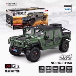 HENGGUAN New HG-P415A 1/10 Metal Simulation Pickup Truck Light Winch Remote Control Car GREEN-2