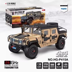 HENGGUAN New HG-P415A 1/10 Metal Simulation Pickup Truck Light Winch Remote Control Car YELLOW