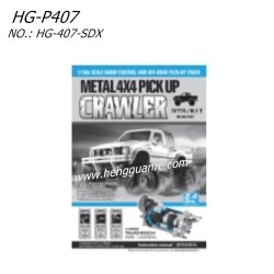 Hengguan HG-P407 RC Truck Parts HG-407-SDX 407 Instructions