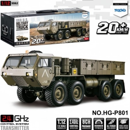 HENGGUAN HG-P801 8-channel 1:12 eight-wheel drive military truck-1